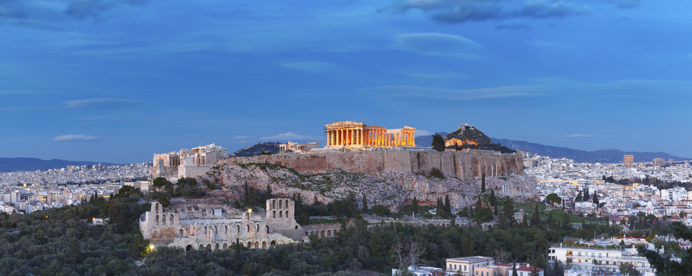 Akropolis bei Nacht